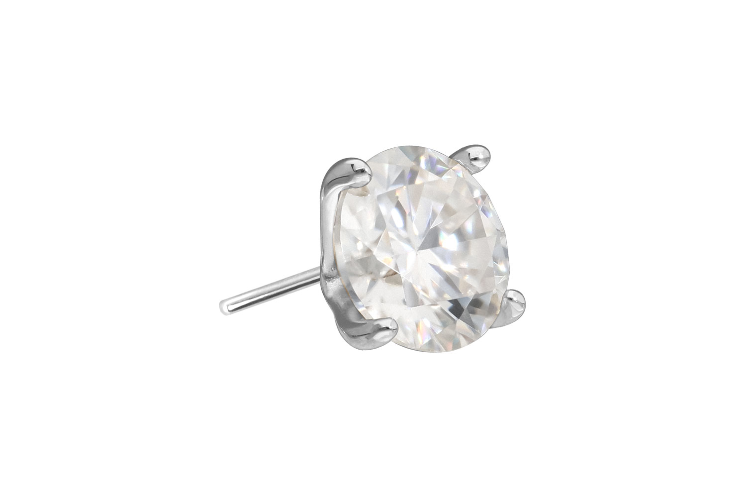 14 Karat Gold Aufsatz mit Titan Push Pin MOISSANIT von Piercingline